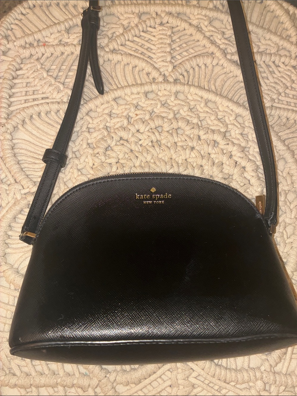 kate spade Black Saffiano Dome Crossbodyโ